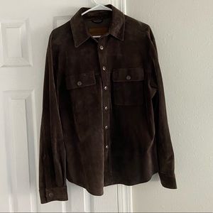 Trendy Brown Suede button up